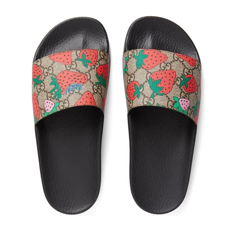 gucci flora slides|gucci slides with strawberry.